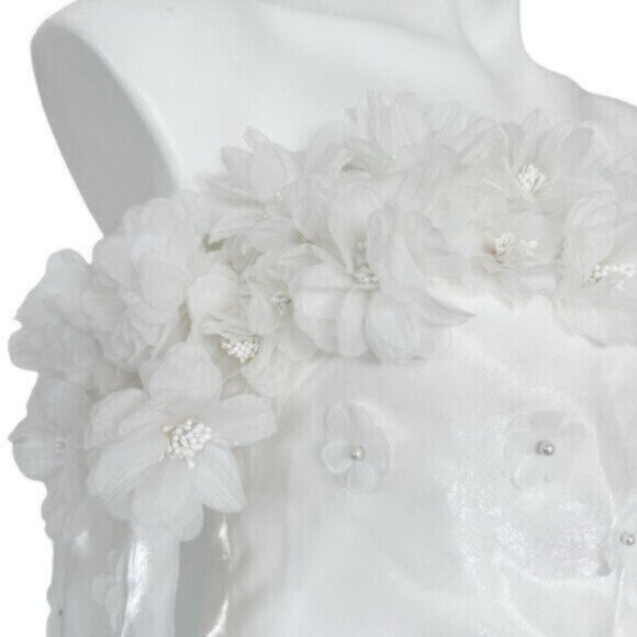 NWT Alamour The Label Suzette Off Shoulder Applique Floral Bride Dress Size M - Picture 8 of 14